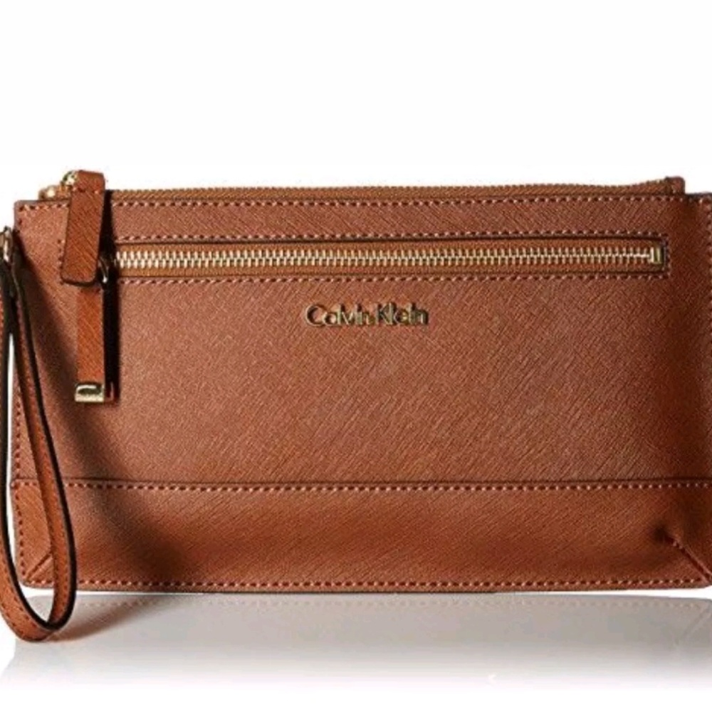 Brand New Calvin Klein SAFFIANO Leather Wristlet